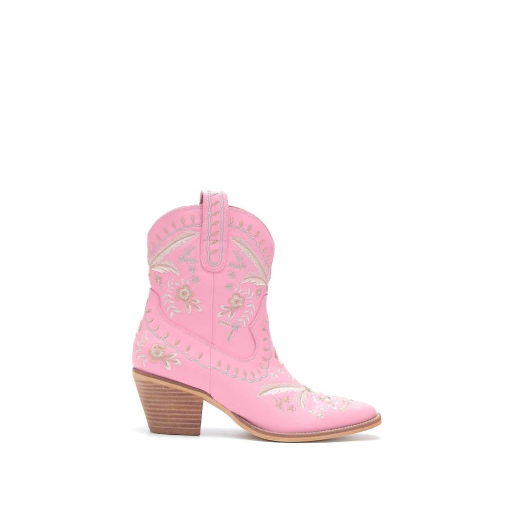 NEW MIIM women's botanical embroidered cowgirl booties in pink